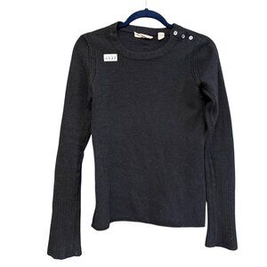 Inhabit Women's Knit Crew Neck Sweater Long Sleeve SZ Small Black Casual Outdoor